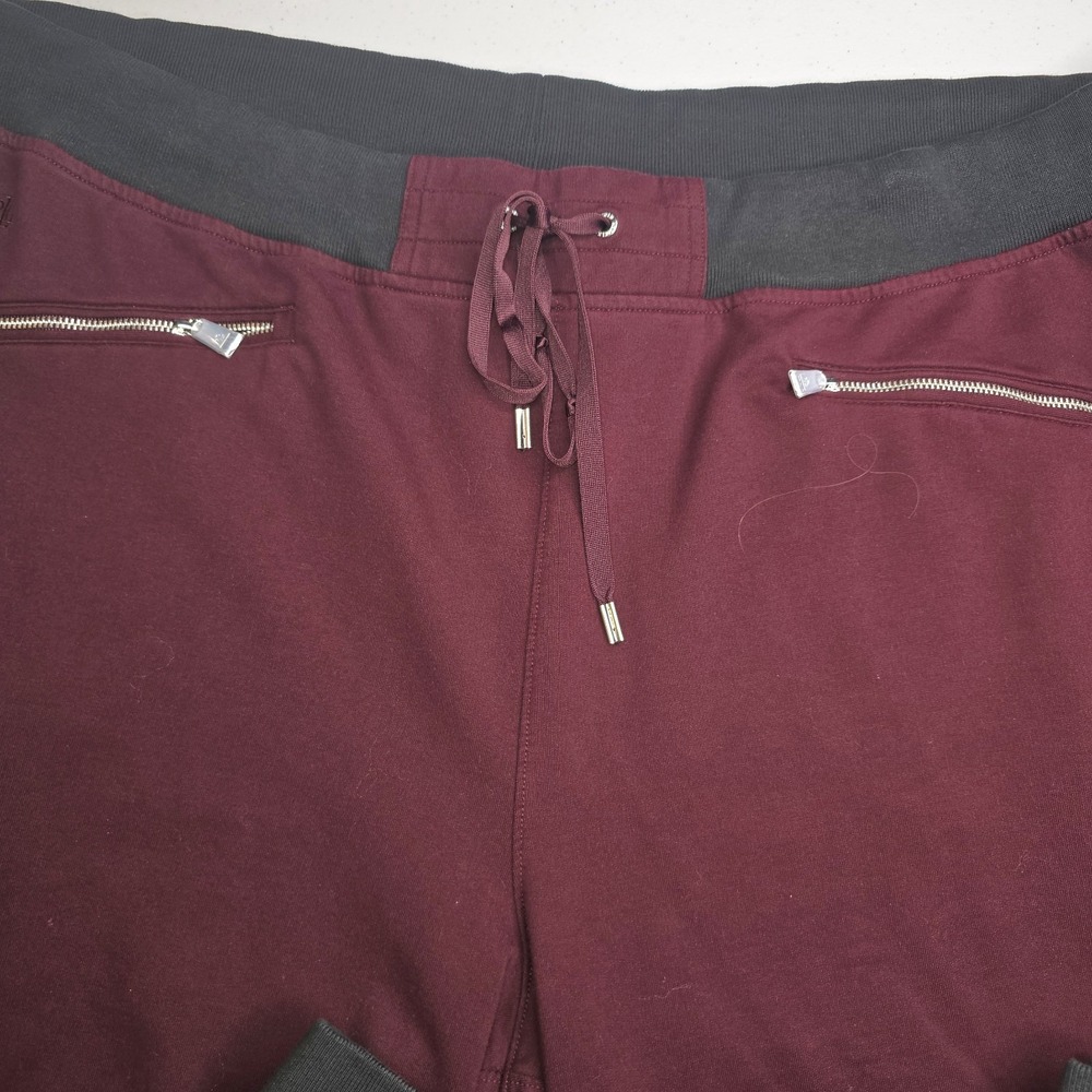 LAUREN‎ RALPH LAUREN Women's 3X Burgandy Joggers Faux Leather Trim -2392 - Picture 2 of 11